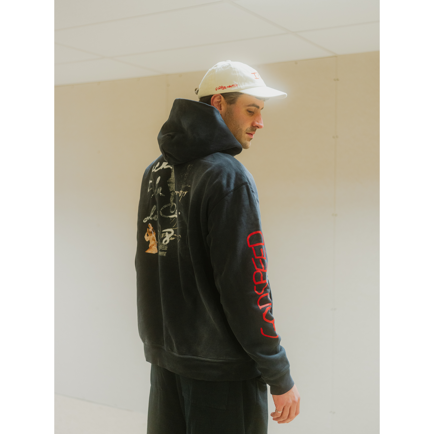 Godspeed, Fantasy Embroidered Hand-Dyed Hoodie - Black
